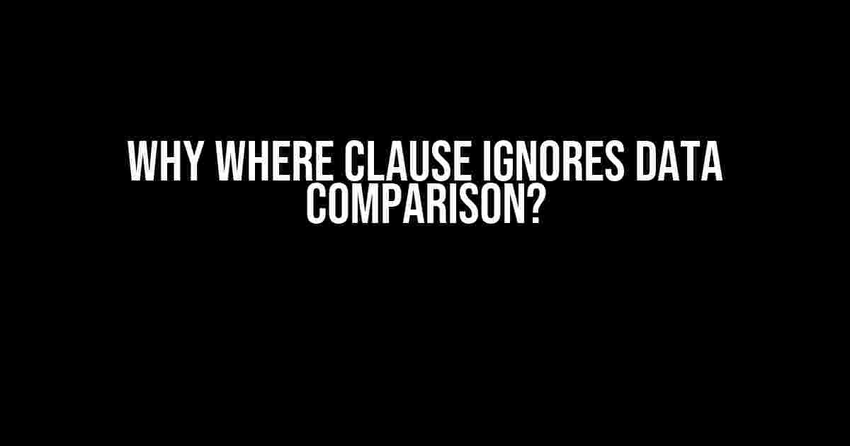 Why WHERE Clause Ignores Data Comparison?